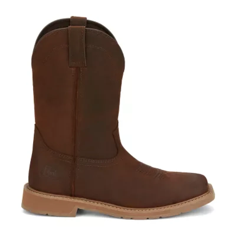 Justin Mens Work Stampede Square Toe Boots