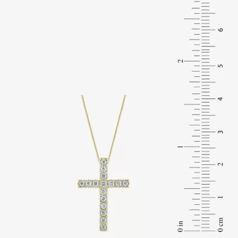Womens 1/4 CT. T.W. Natural White Diamond 10K White, Yellow, or Rose Gold Cross Pendant Necklace