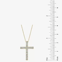 Womens 1/4 CT. T.W. Natural White Diamond 10K White, Yellow, or Rose Gold Cross Pendant Necklace