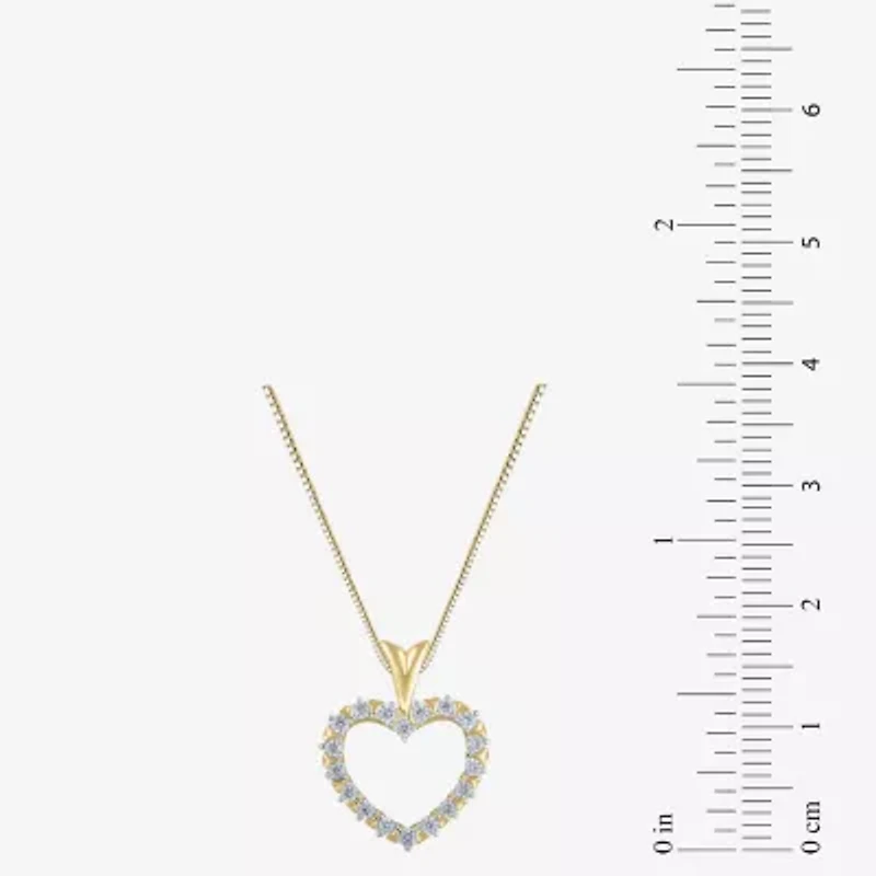 Womens 1/4 CT. T.W. Natural White Diamond 10K Gold Heart 18 Inch Pendant Necklace