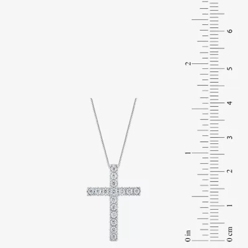 Womens 1/4 CT. T.W. Natural White Diamond 10K White, Yellow, or Rose Gold Cross Pendant Necklace