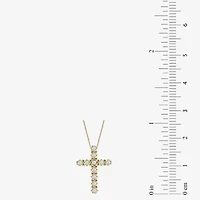 Womens 1/4 CT. T.W. Natural White Diamond 10K Gold Cross 18 Inch Pendant Necklace
