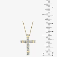 (H-I / I1) Womens 1 CT. T.W. Lab Grown White Diamond 10K Gold Cross 18 Inch Pendant Necklace