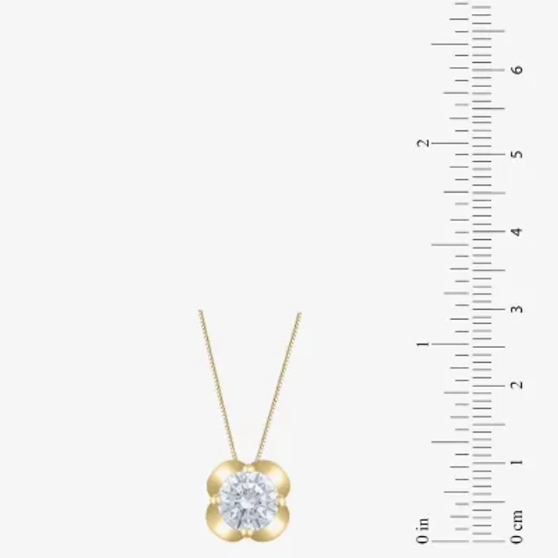 (H-I / Si2) Womens 1 CT. Lab Grown White Diamond 10K Gold Round 18 Inch Pendant Necklace