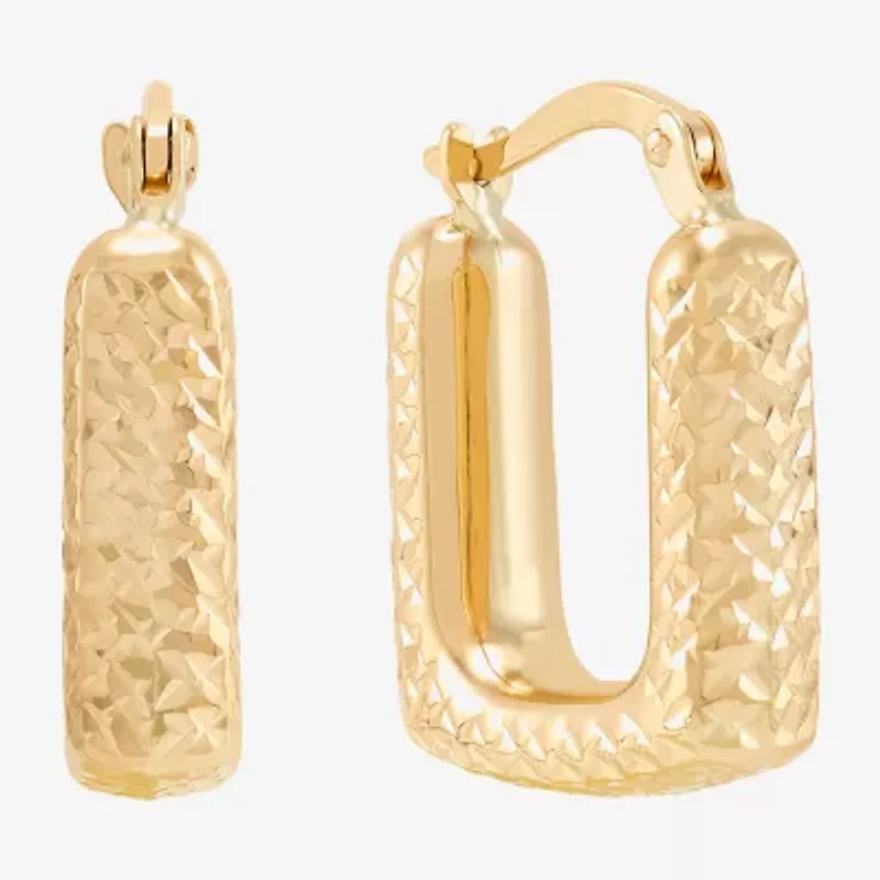 Womens 14K Gold 19.2mm Square Hoop Earrings