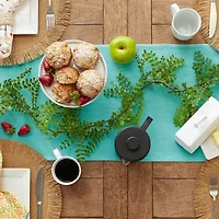 Design Imports Aqua Solid Heavyweight Fringed Table Runner