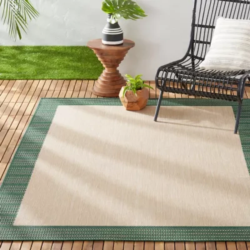 Nicole Miller Country Landry Bordered Outdoor Rectangular Area Rug