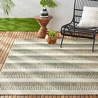 Nicole Miller Country Charlotte Stripe UV Protection Washable Outdoor Rectangular Area Rug