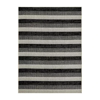 Nicole Miller Country Charlotte Stripe UV Protection Washable Outdoor Rectangular Area Rug