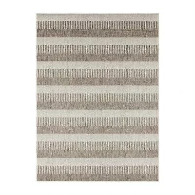 Nicole Miller Country Charlotte Stripe UV Protection Washable Outdoor Rectangular Area Rug