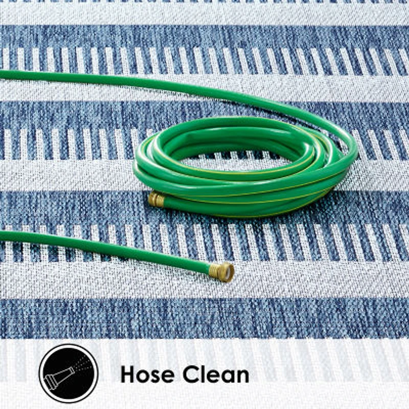 Nicole Miller Country Charlotte Stripe UV Protection Washable Outdoor Rectangular Area Rug