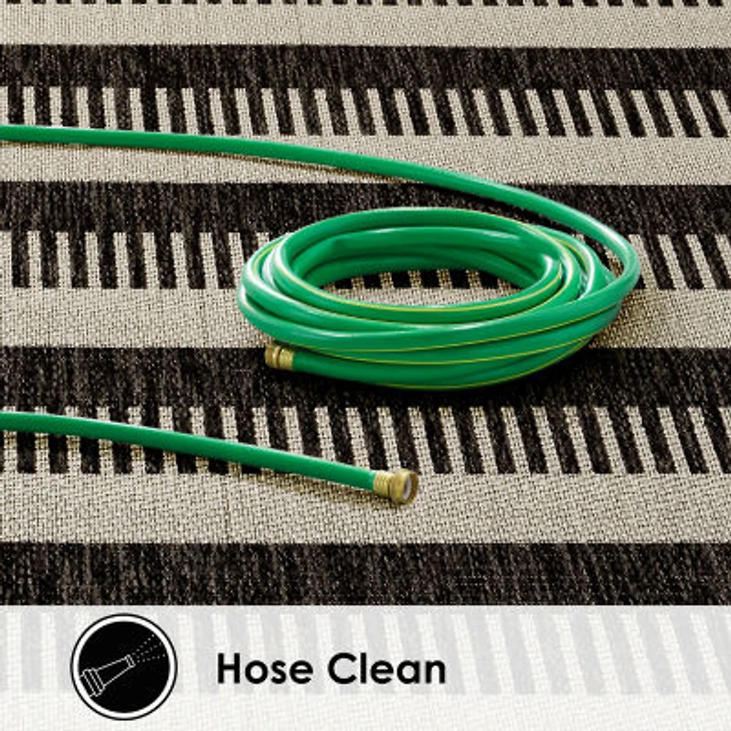 Nicole Miller Country Charlotte Stripe UV Protection Washable Outdoor Rectangular Area Rug