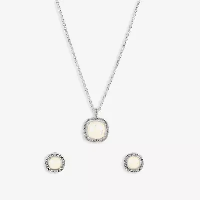 Sparkle Allure Light Up Box Halo Womens Cubic Zirconia Pure Silver Over Brass Square 2-pc. Jewelry Set