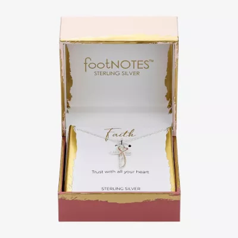 Footnotes Freeform Womens Cubic Zirconia 14K Gold Over Silver Sterling Silver Cross 16 Inch Pendant Necklace