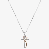 Footnotes Freeform Womens Cubic Zirconia 14K Gold Over Silver Sterling Silver Cross 16 Inch Pendant Necklace