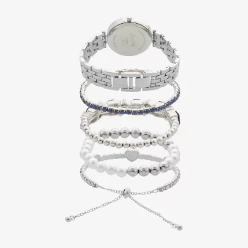 Womens Crystal Accent Silver Tone 5-pc. Watch Boxed Set A1300s-42-J28