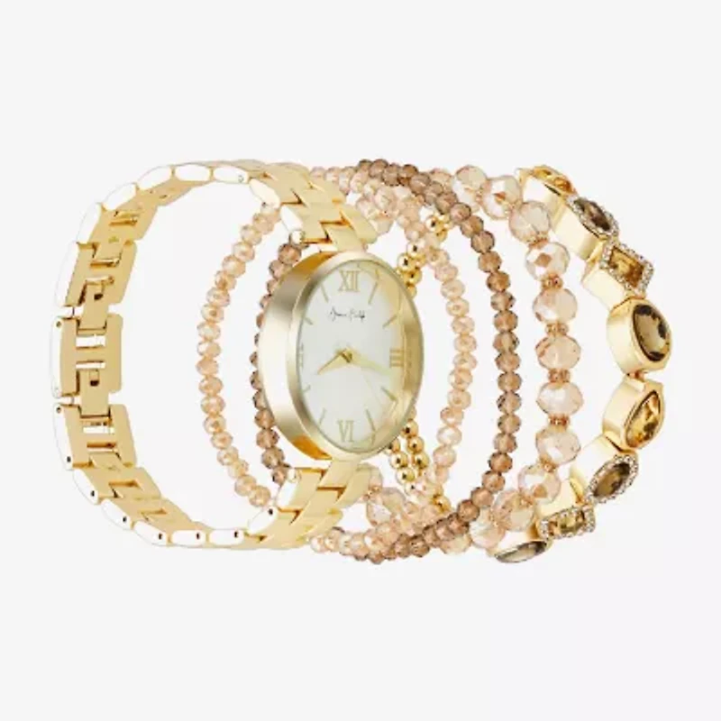 Womens Crystal Accent Gold Tone 5-pc. Watch Boxed Set A1302g-42-B27