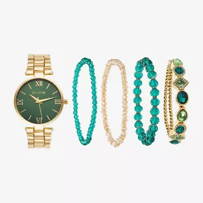 Womens Crystal Accent Gold Tone 5-pc. Watch Boxed Set A1302g-42-X27