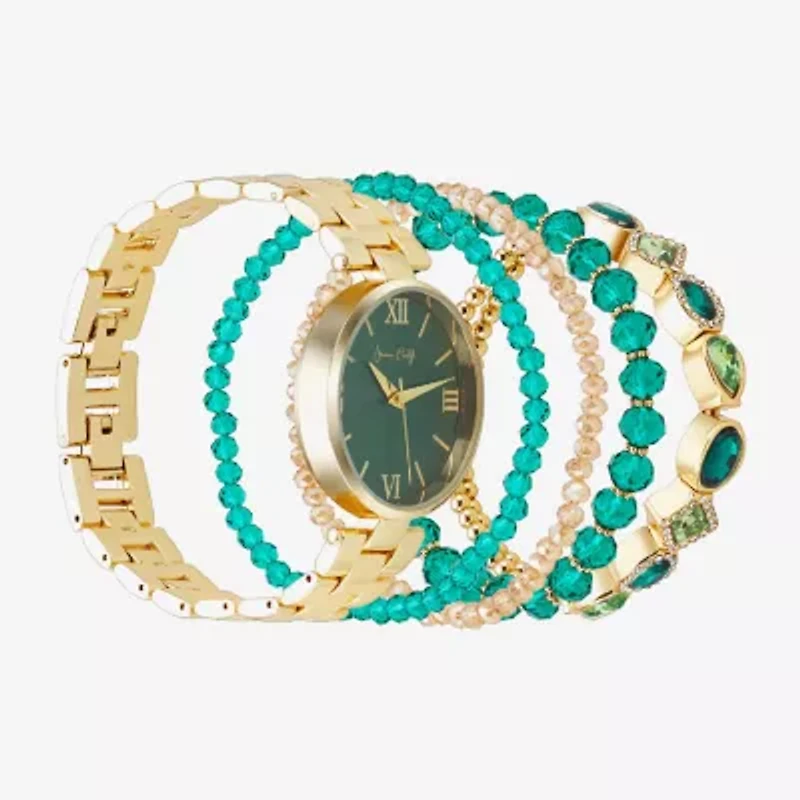 Womens Crystal Accent Gold Tone 5-pc. Watch Boxed Set A1302g-42-X27