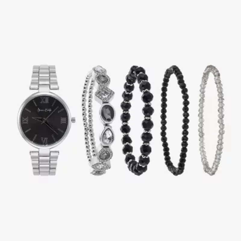 Womens Crystal Accent Silver Tone 5-pc. Watch Boxed Set A1302s-42-G28