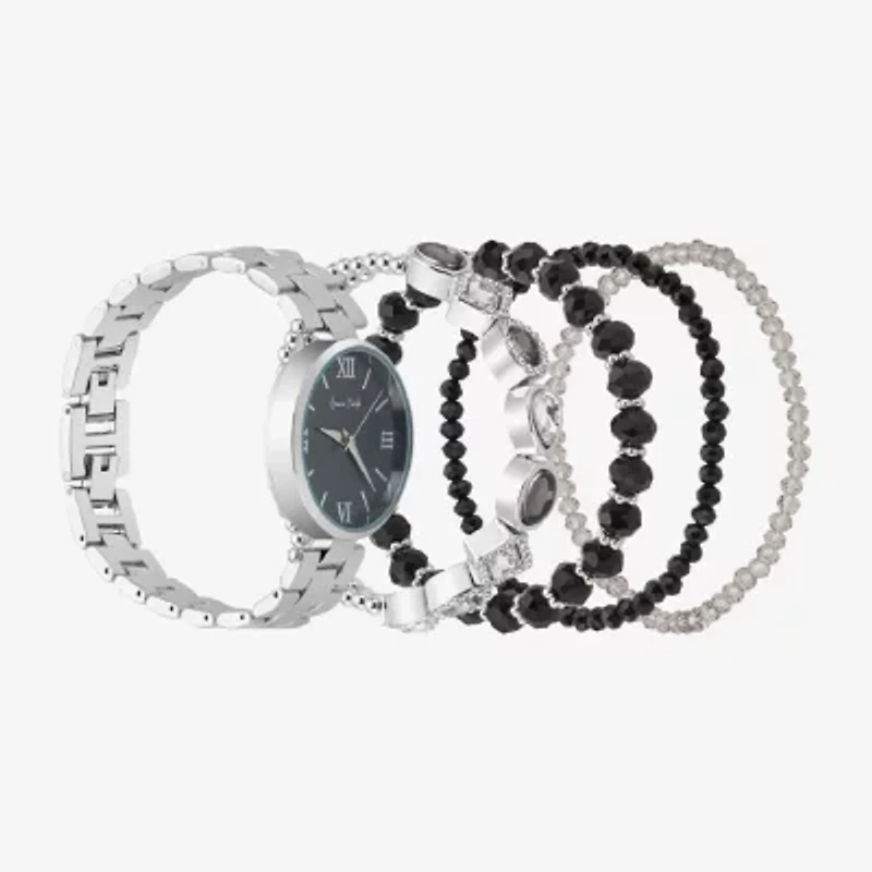 Womens Crystal Accent Silver Tone 5-pc. Watch Boxed Set A1302s-42-G28