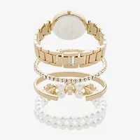 Womens Crystal Accent Gold Tone 4-pc. Watch Boxed Set A1307g-42-E27