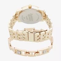 American Exchange Mens Crystal Accent Gold Tone 2-pc. Watch Boxed Set M0047g-42-G27