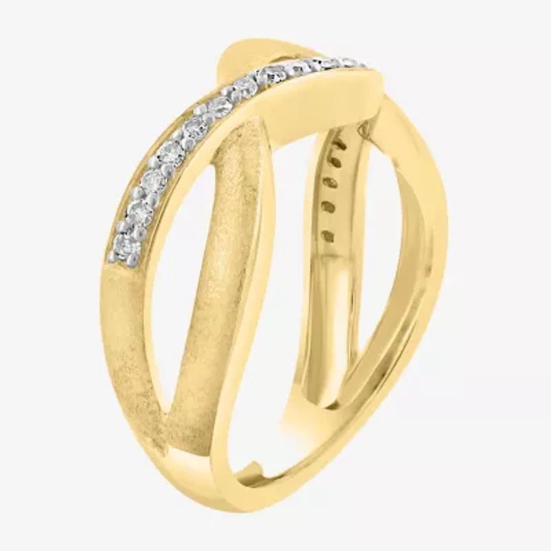 Effy Final Call Womens 2MM 1/5 CT. Natural White Diamond 14K Gold Over Silver Band