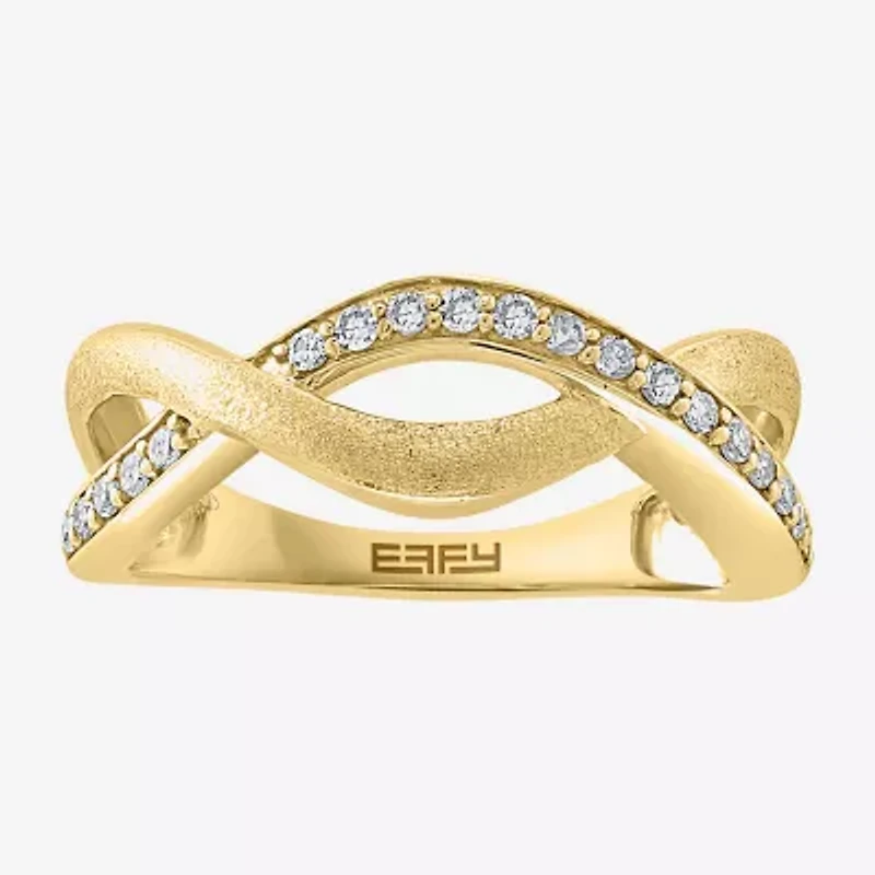 Effy Final Call Womens 2MM 1/5 CT. Natural White Diamond 14K Gold Over Silver Band