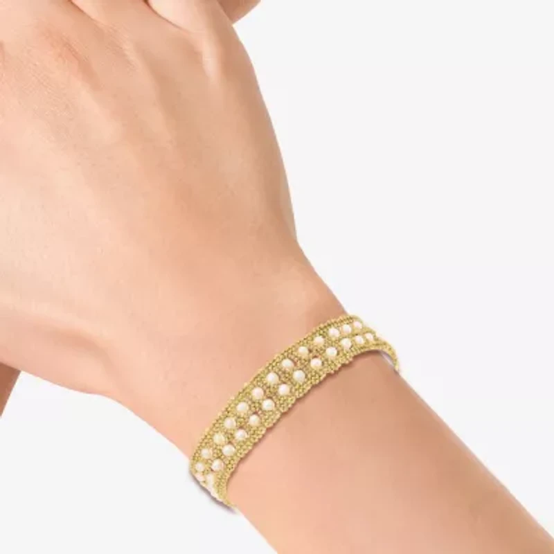 Effy Final Call Womens White Cultured Freshwater Pearl Sterling Silver 7.5 Inch Tennis Bracelet