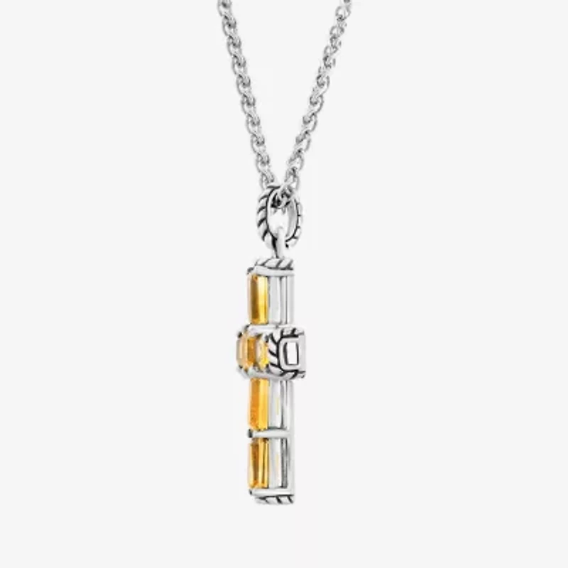 Effy Final Call Womens Genuine Yellow Citrine Sterling Silver 18 Inch Pendant Necklace