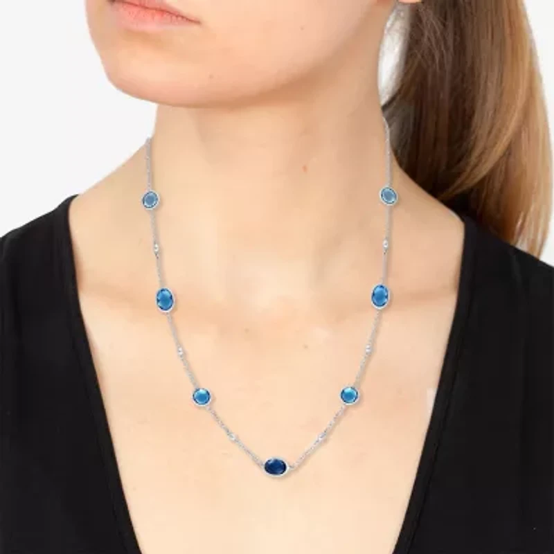 Effy Final Call Womens Blue Topaz 18 Inch Strand Necklace