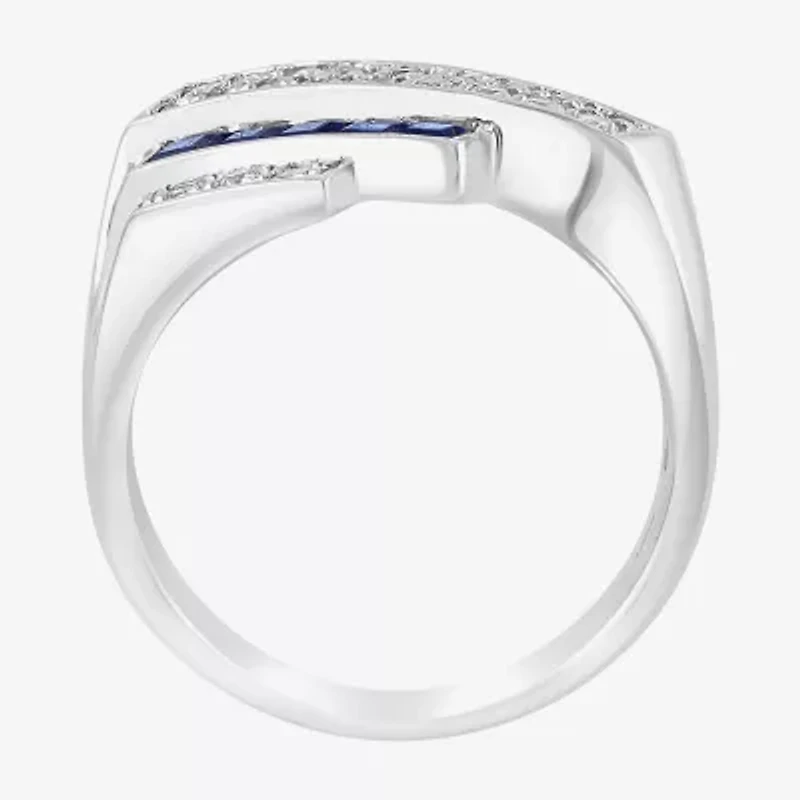 Effy Final Call Mens Genuine Blue Sapphire Sterling Silver Square Fashion Ring