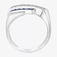 Effy Final Call Mens Genuine Blue Sapphire Sterling Silver Square Fashion Ring
