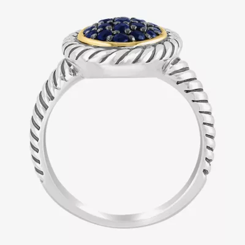Effy Final Call Womens Genuine Blue Sapphire Sterling Silver Round Cocktail Ring