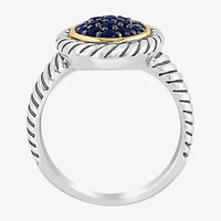Effy Final Call Womens Genuine Blue Sapphire Sterling Silver Round Cocktail Ring