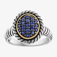 Effy Final Call Womens Genuine Blue Sapphire Sterling Silver Round Cocktail Ring