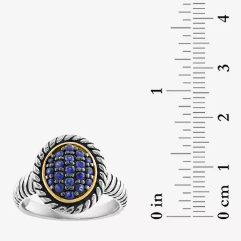 Effy Final Call Womens Genuine Blue Sapphire Sterling Silver Round Cocktail Ring