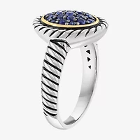 Effy Final Call Womens Genuine Blue Sapphire Sterling Silver Round Cocktail Ring
