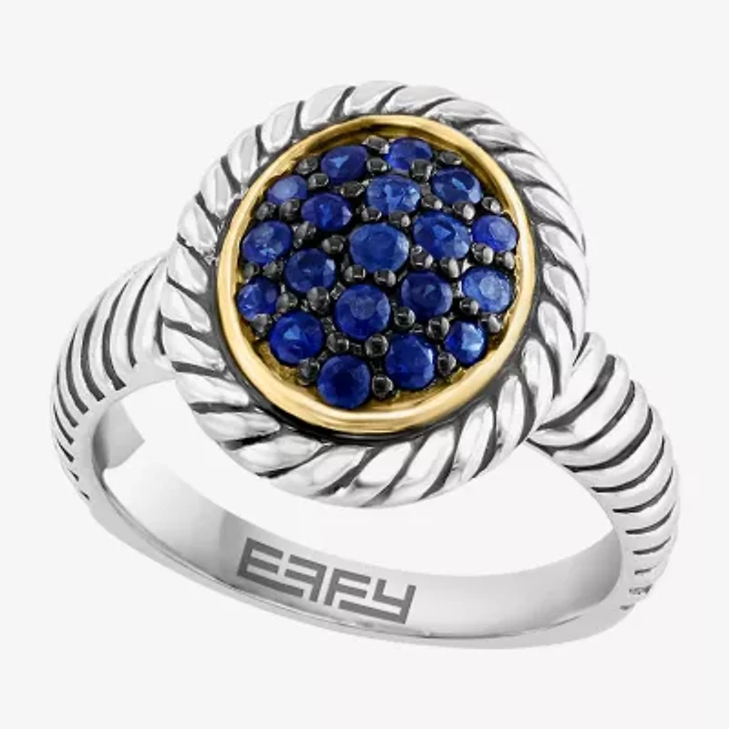 Effy Final Call Womens Genuine Blue Sapphire Sterling Silver Round Cocktail Ring