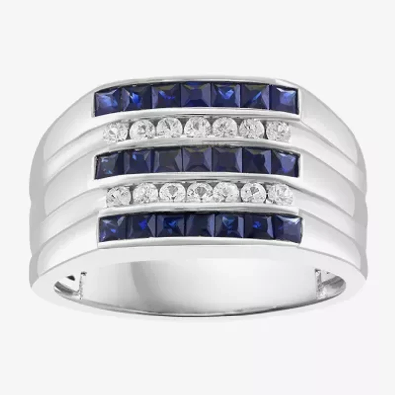 Effy Final Call Mens Genuine Blue Sapphire Sterling Silver Square Fashion Ring
