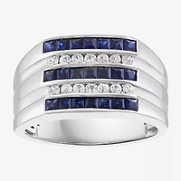 Effy Final Call Mens Genuine Blue Sapphire Sterling Silver Square Fashion Ring