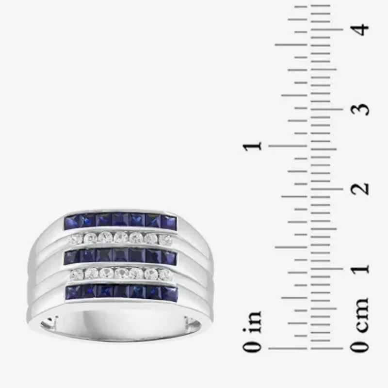 Effy Final Call Mens Genuine Blue Sapphire Sterling Silver Square Fashion Ring
