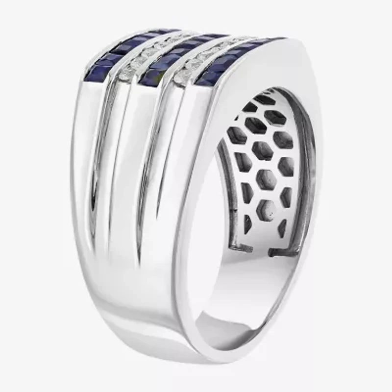 Effy Final Call Mens Genuine Blue Sapphire Sterling Silver Square Fashion Ring