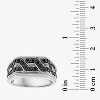 Effy Final Call Mens Genuine Black Spinel Sterling Silver Round Fashion Ring