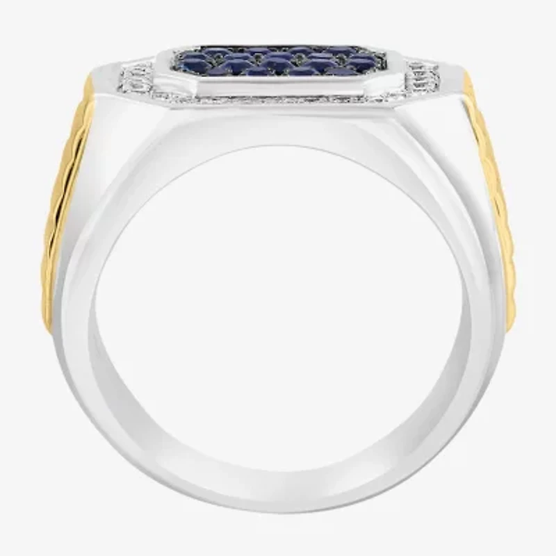 Effy Final Call Mens Genuine Blue Sapphire Sterling Silver Round Fashion Ring