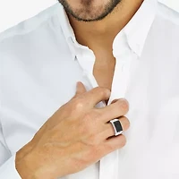 Effy Final Call Mens Genuine Black Spinel Sterling Silver Round Fashion Ring