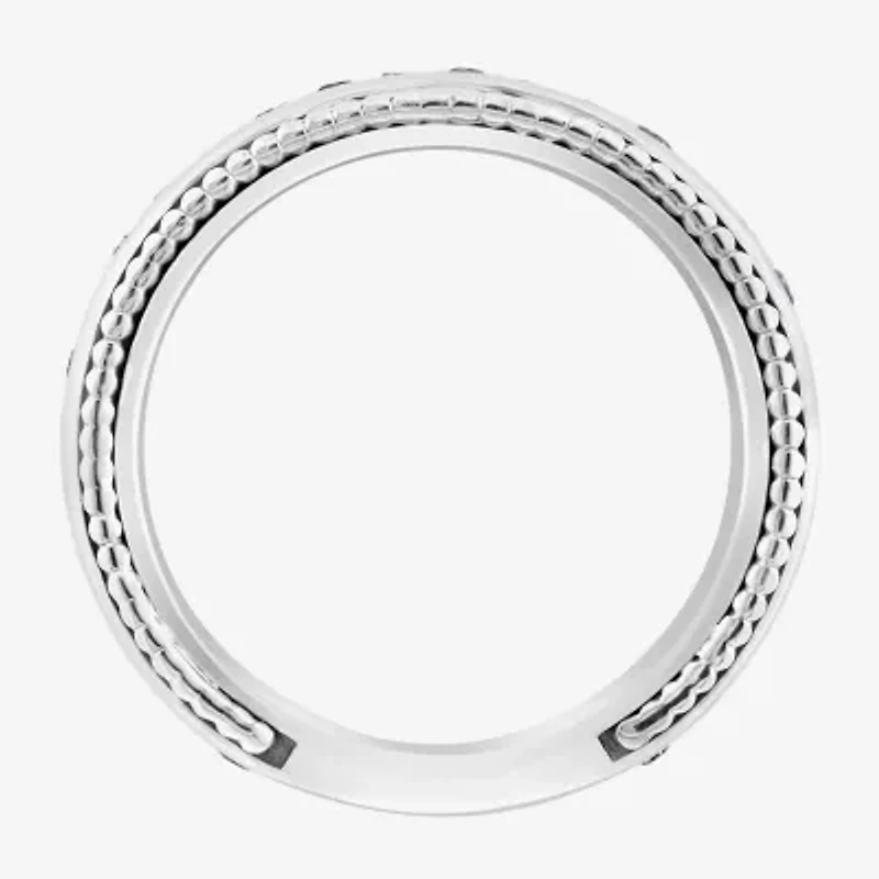 Effy Final Call Mens 1/7 CT. T.W. Genuine White Sapphire Sterling Silver Round Fashion Ring