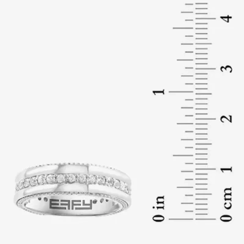 Effy Final Call Mens 1/7 CT. T.W. Genuine White Sapphire Sterling Silver Round Fashion Ring