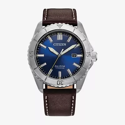 Citizen Mens Brown Leather Strap Watch Aw1840-09l